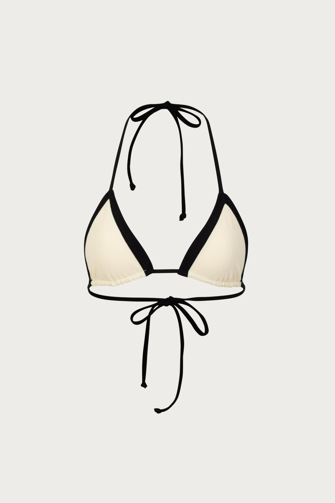 Yüksek Bel Üçgen Bikini Takımı - Krem/Siyah