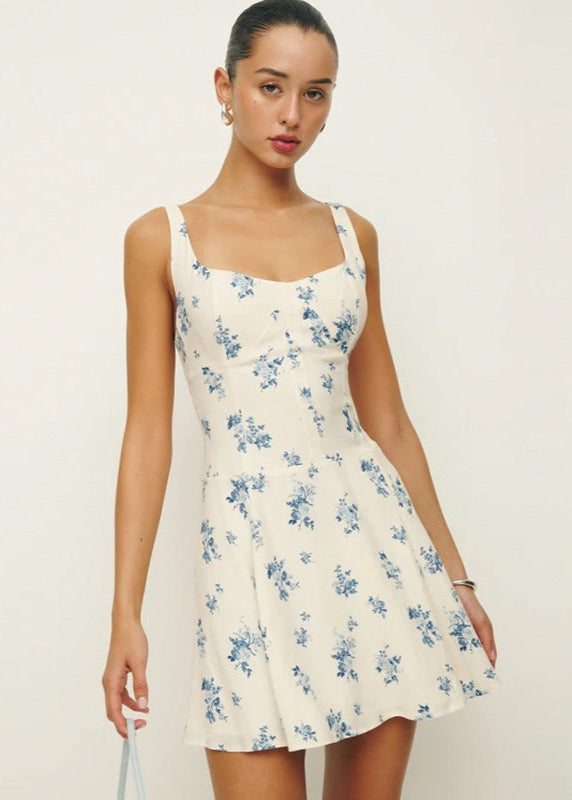 Çiçek Desenli Fit &amp; Flare Mini Elbise