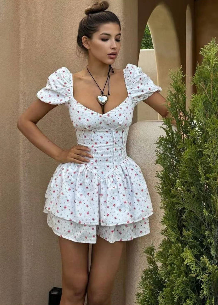 Çiçek Desenli Modern Mini Elbise