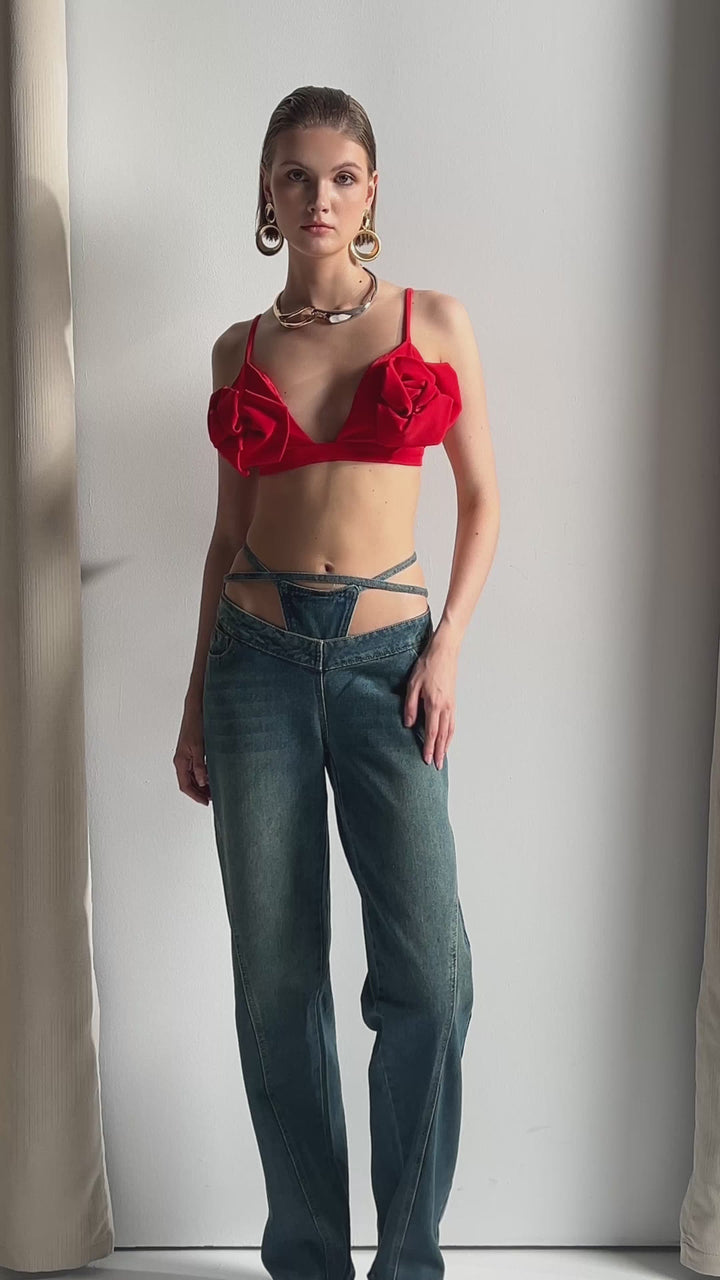 Keyla Yüksek Bel Bağcıklı Jean