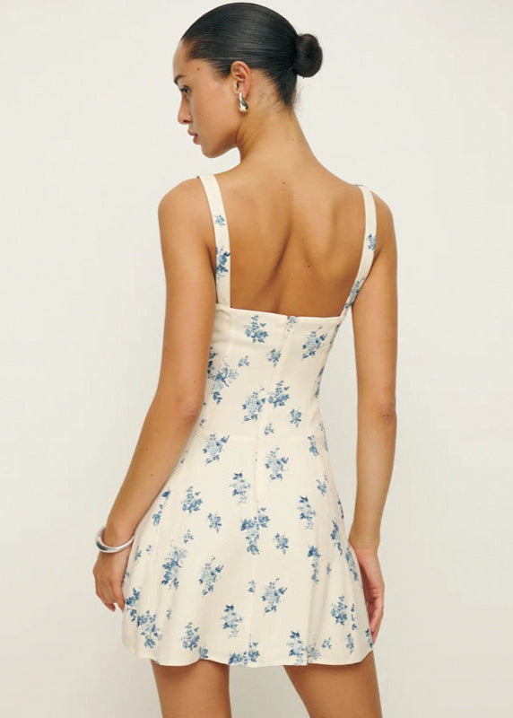 Çiçek Desenli Fit &amp; Flare Mini Elbise