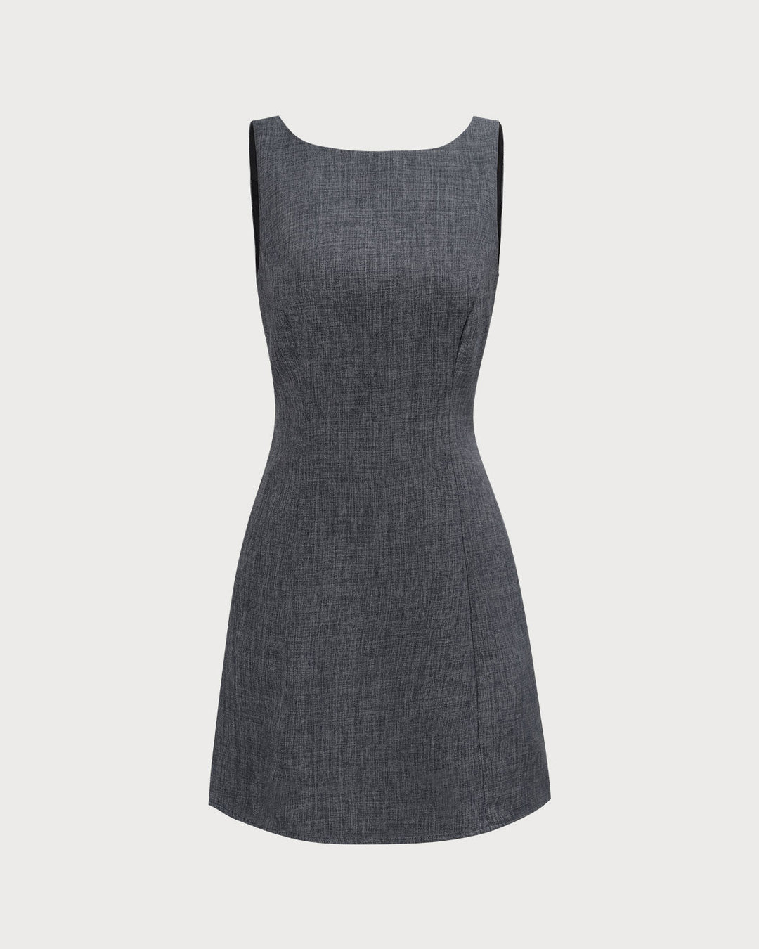 Modern Gri Bot Yaka Kolsuz Mini Elbise