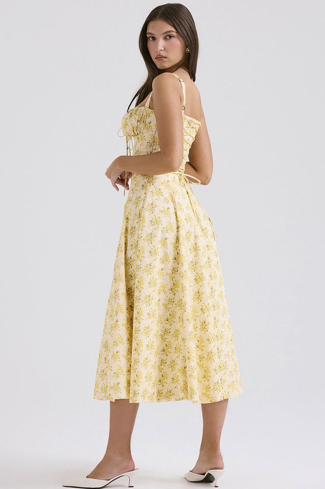 Yüksek Bel Carmen Bustier Midi Elbise
