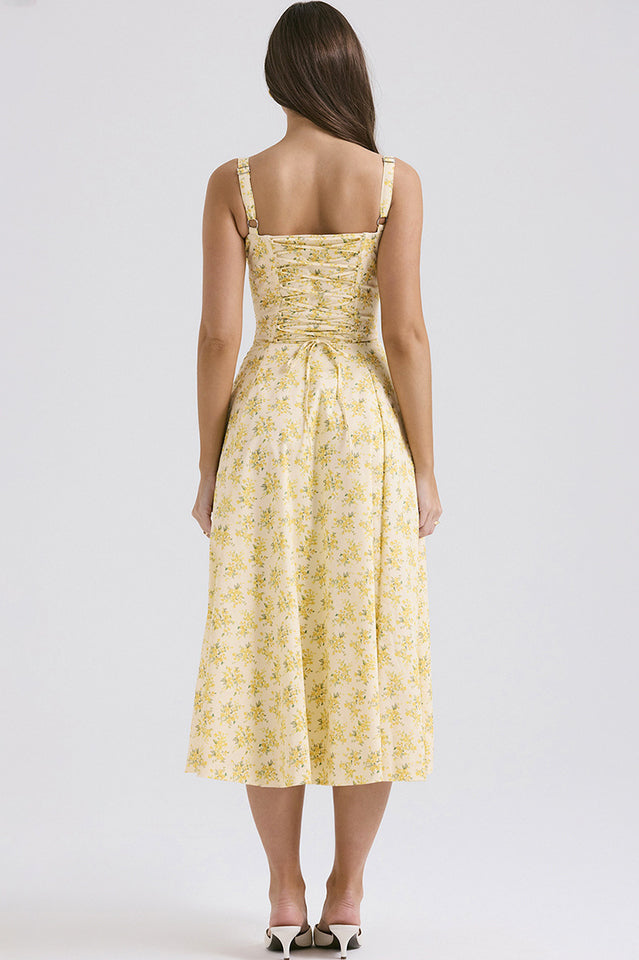 Yüksek Bel Carmen Bustier Midi Elbise