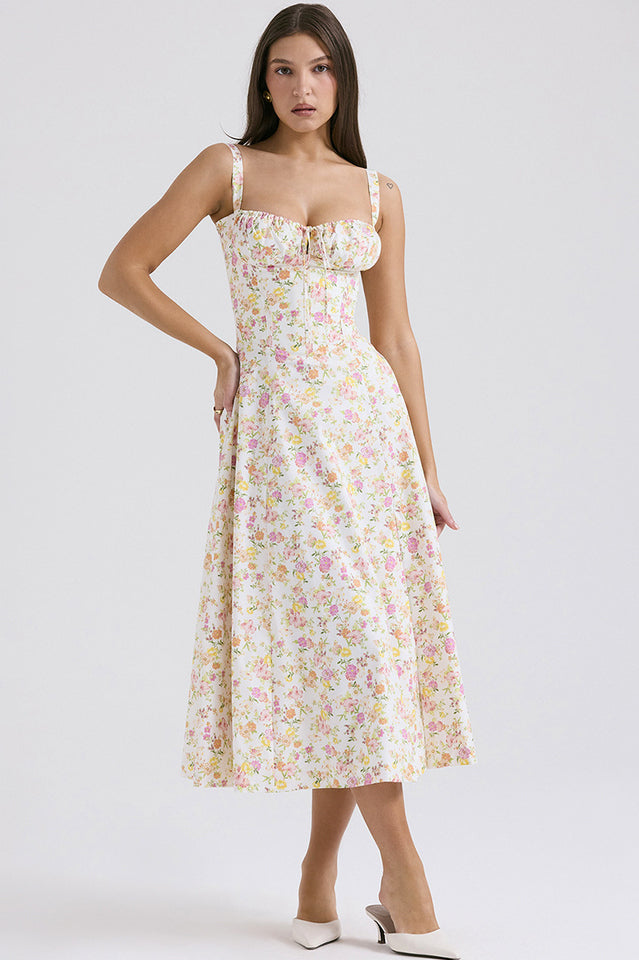 Yüksek Bel Carmen Bustier Midi Elbise