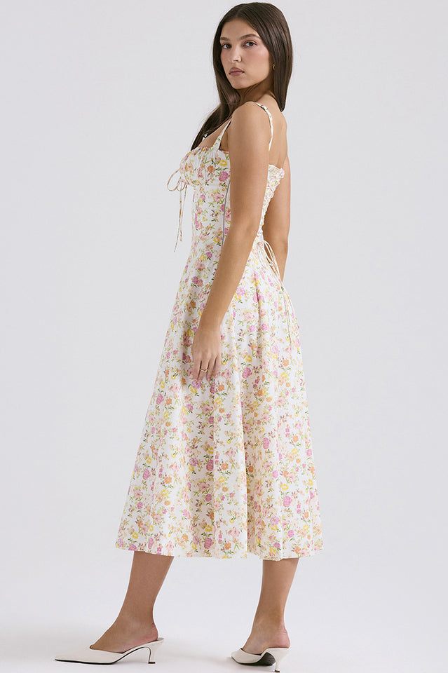 Yüksek Bel Carmen Bustier Midi Elbise