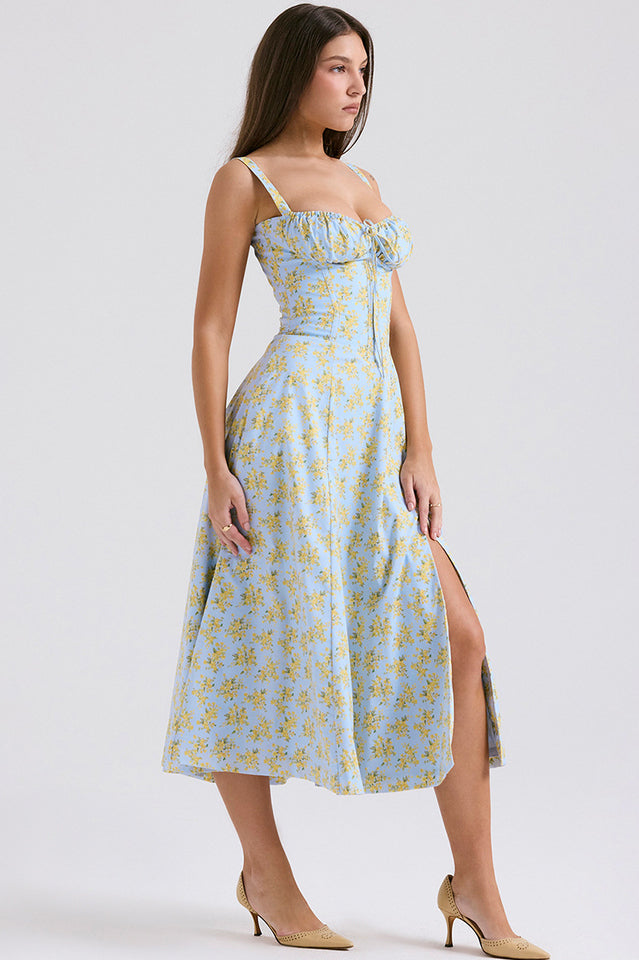 Yüksek Bel Carmen Bustier Midi Elbise