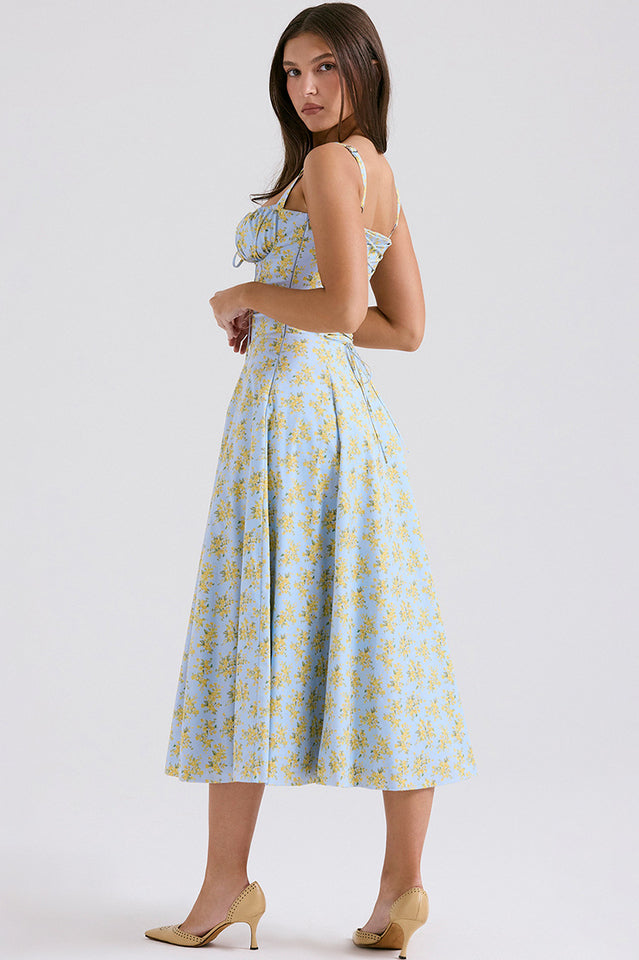 Yüksek Bel Carmen Bustier Midi Elbise