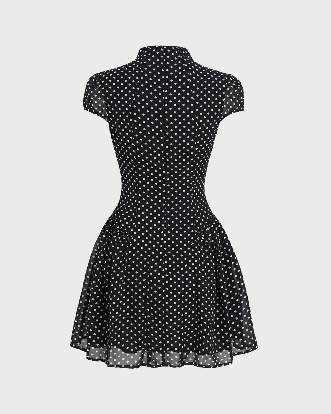 Şık Siyah Puantiye Chiffon Mini Elbise
