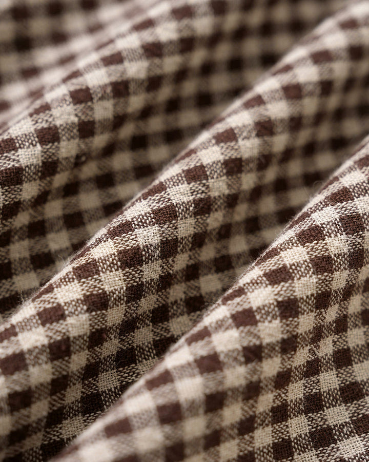 Yüksek Bel Kahverengi Gingham Mini Elbise