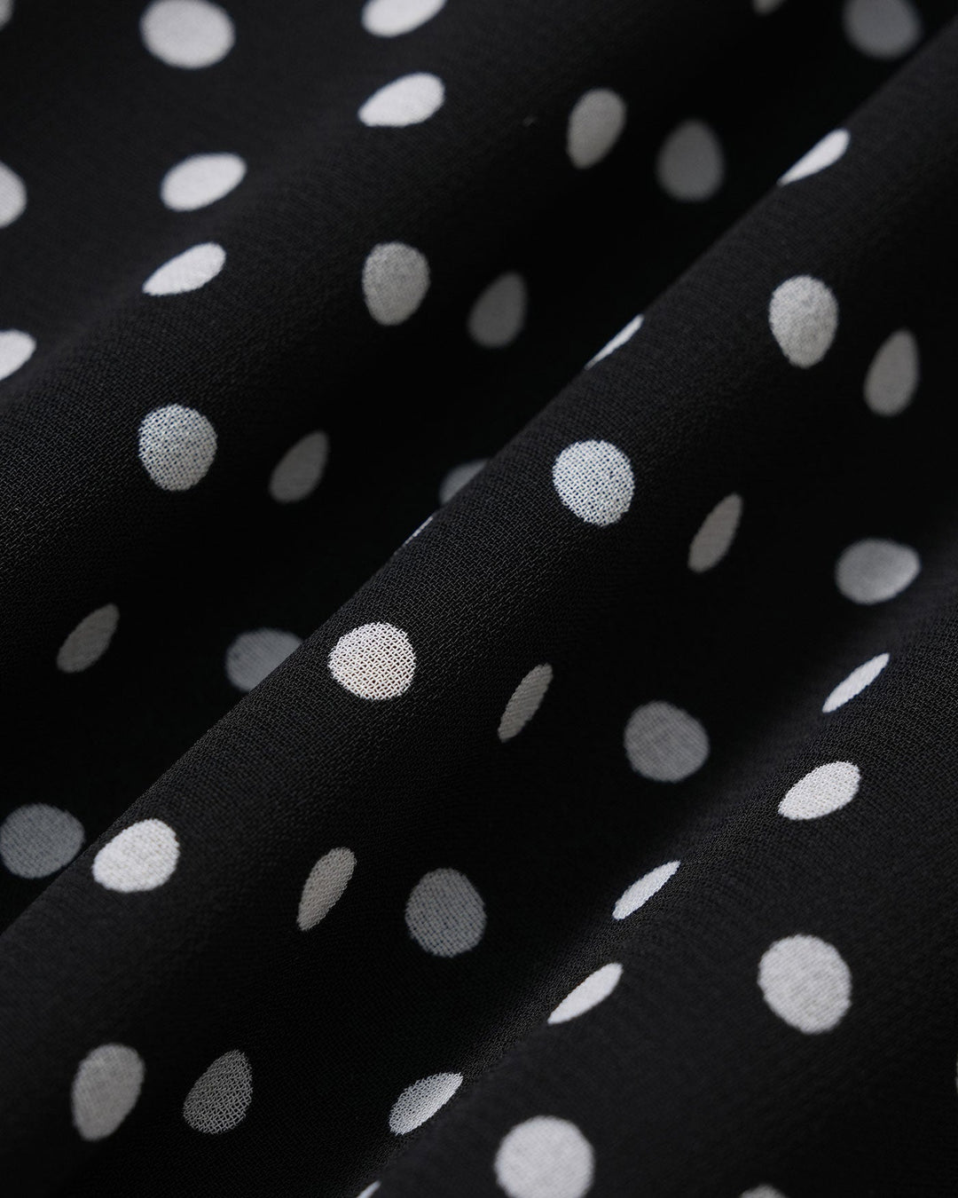 Şık Siyah Puantiye Chiffon Mini Elbise