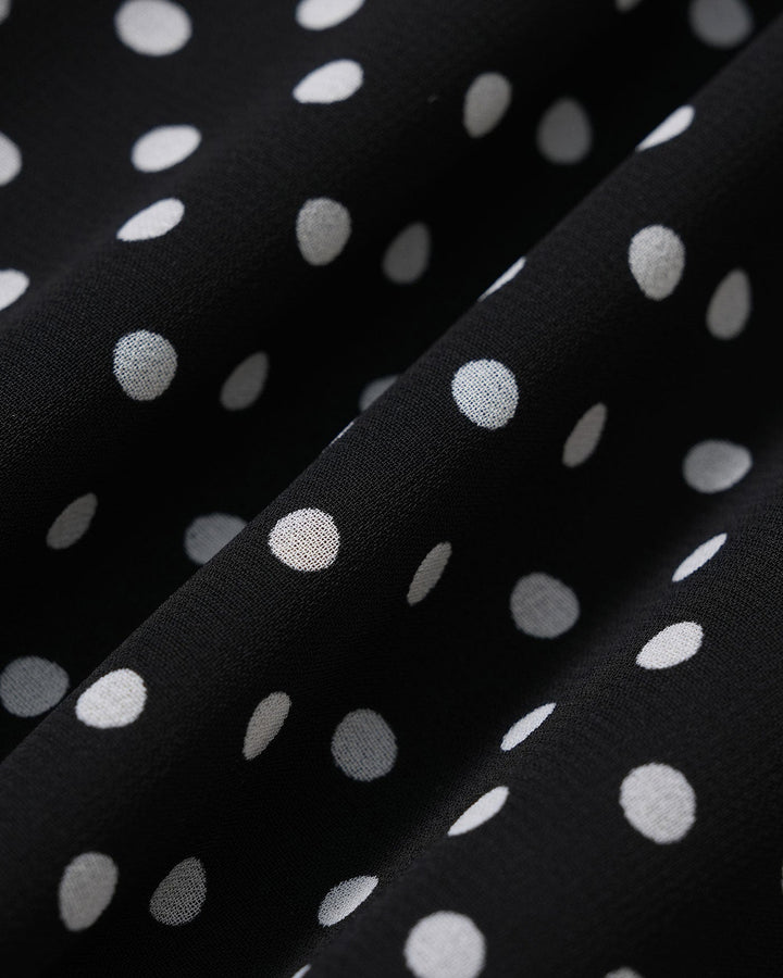 Şık Siyah Puantiye Chiffon Mini Elbise