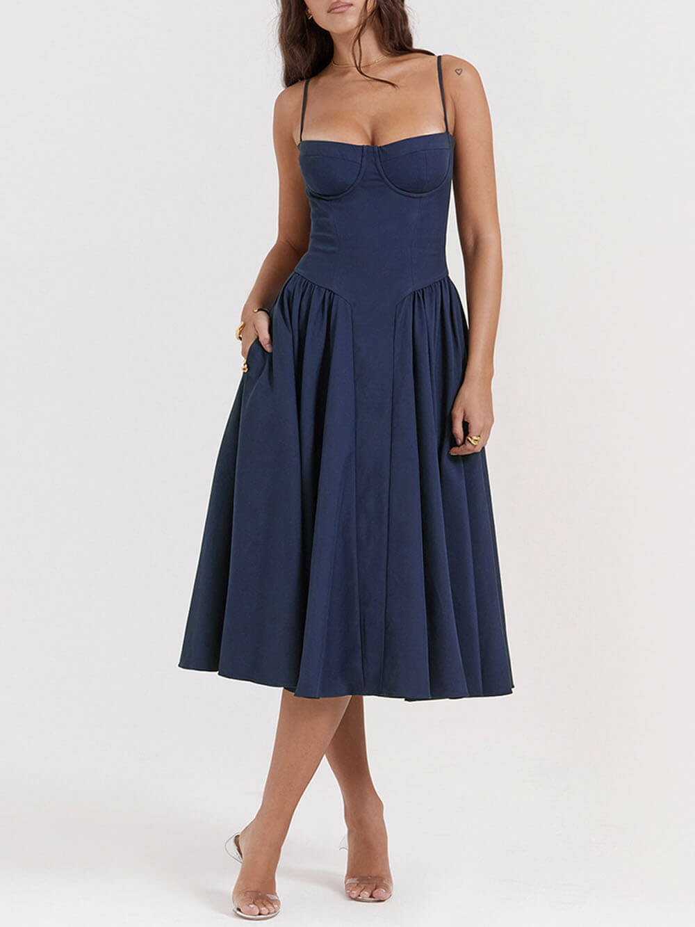 Straplez Midi Elbise