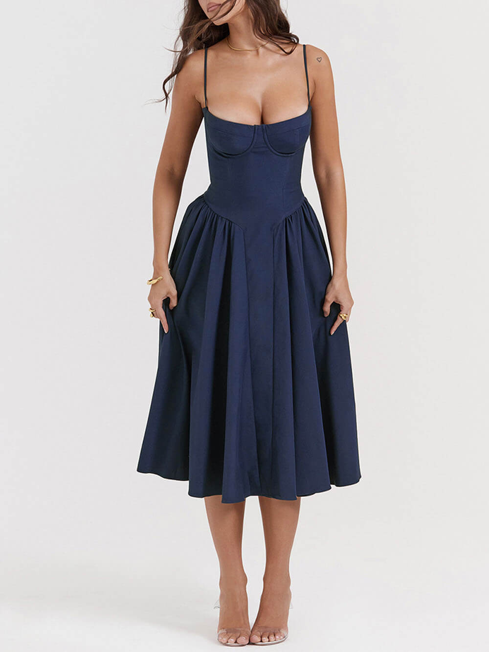 Straplez Midi Elbise