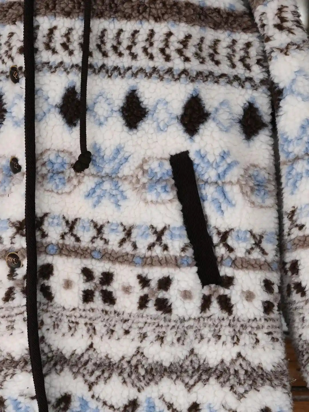 Nyomi Fair Isle Modern Kapüşonlu Kaban
