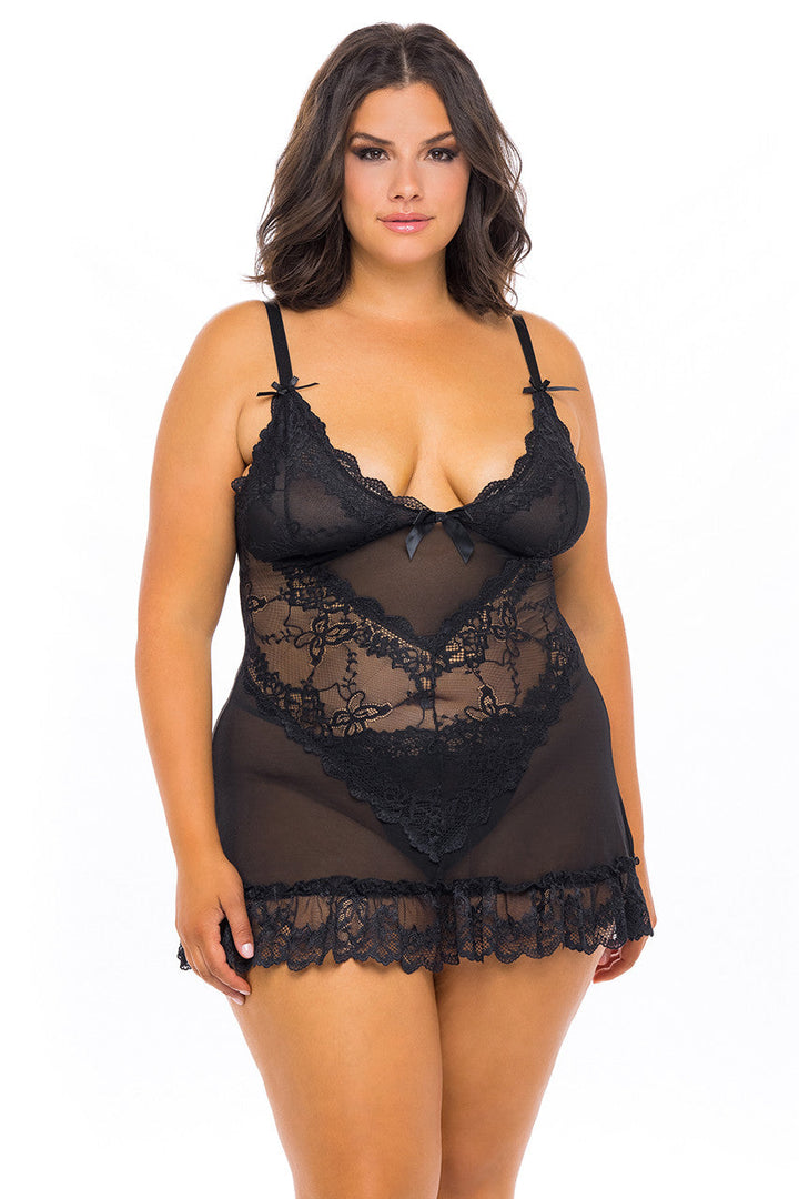 Şık Dantel Babydoll - Kıvrımlı İç Giyim