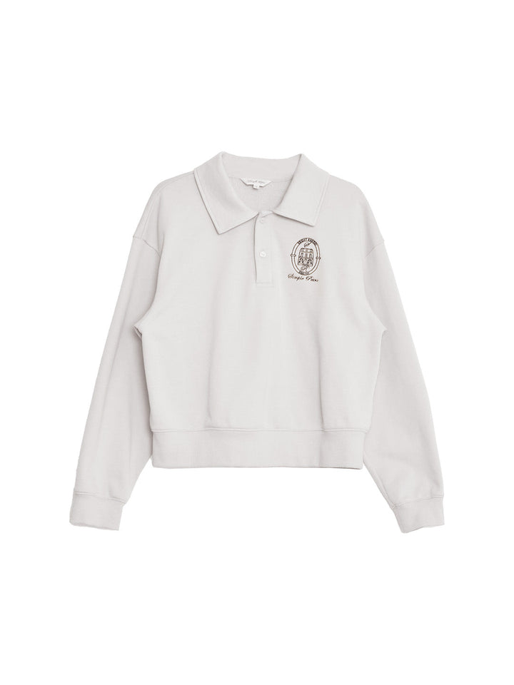 Daleyza Lüks Polo Yaka %100 Pamuk Sweatshirt