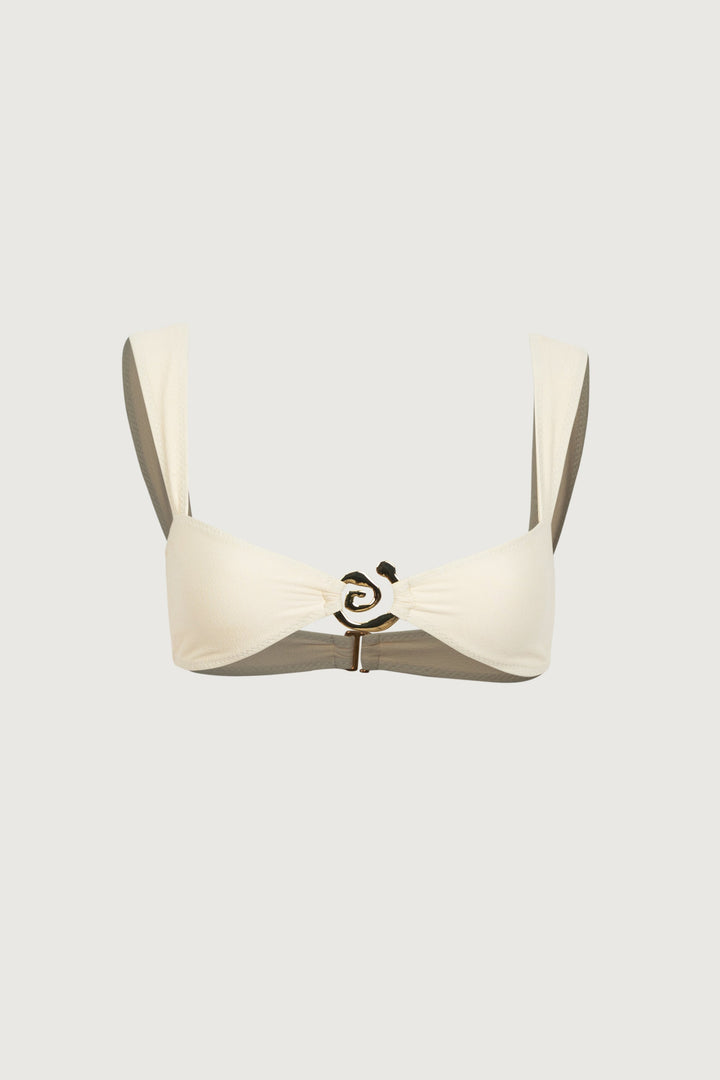Krem Spiral Bandeau Bikini Takımı