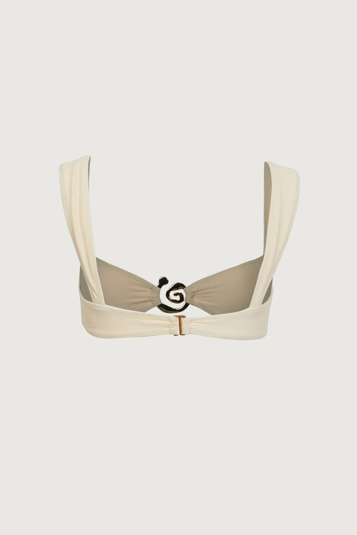 Krem Spiral Bandeau Bikini Takımı