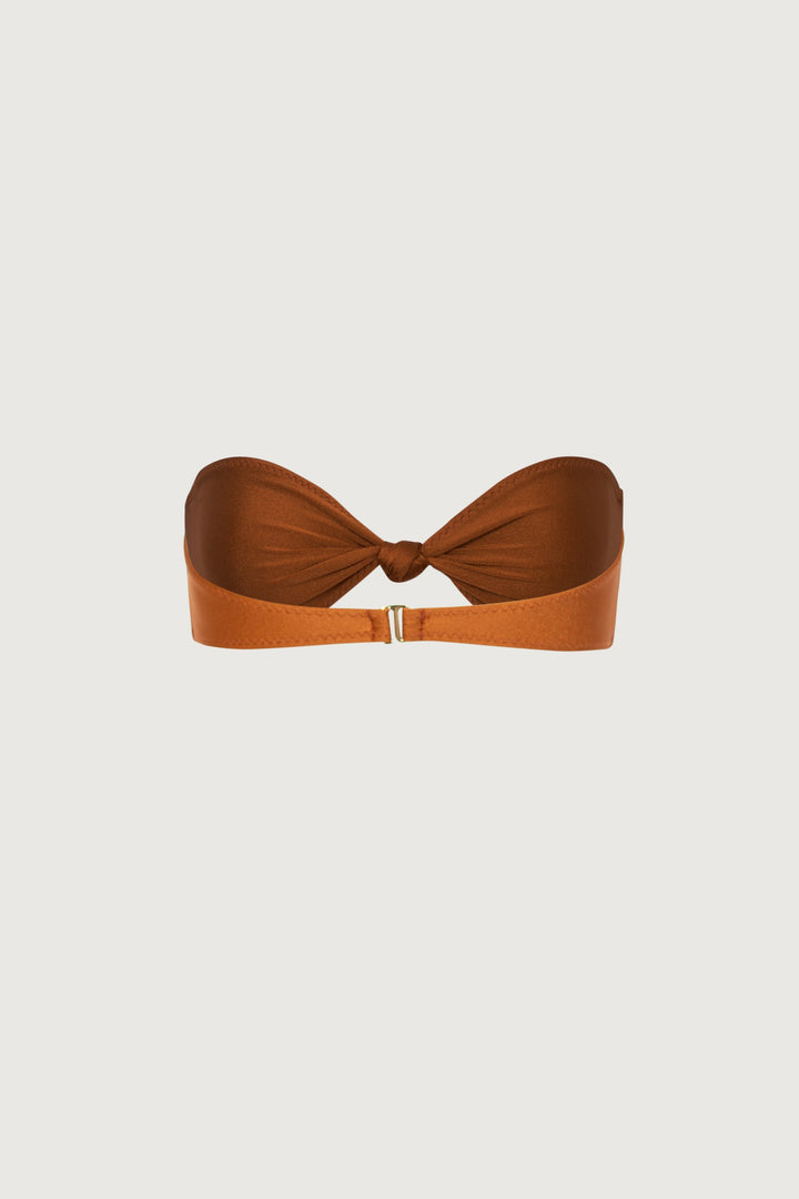 Yüksek Bel Düğümlü Bandeau Bikini Takımı - Bronz