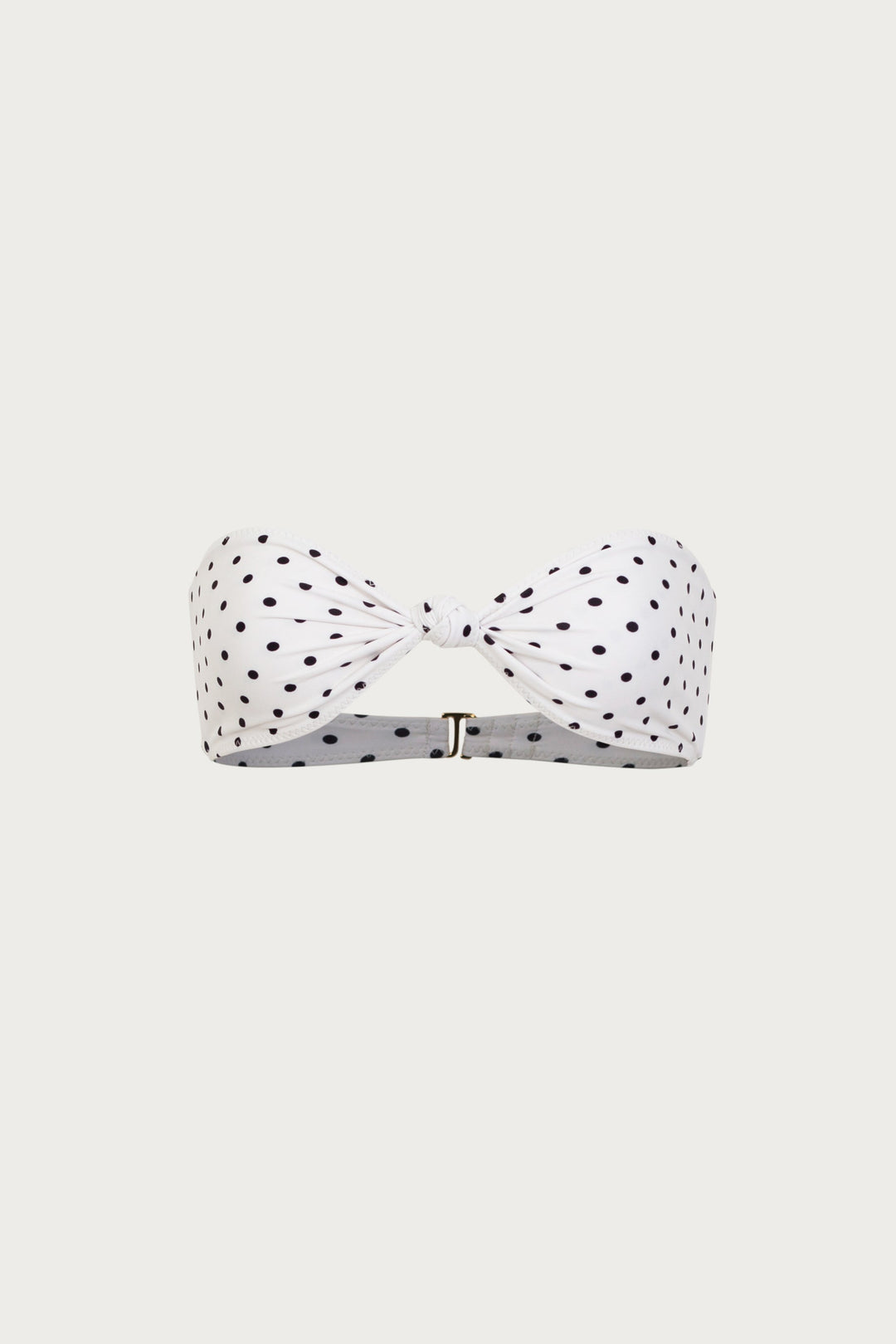 Krem Siyah Puantiye Düğümlü Bandeau Bikini Takımı
