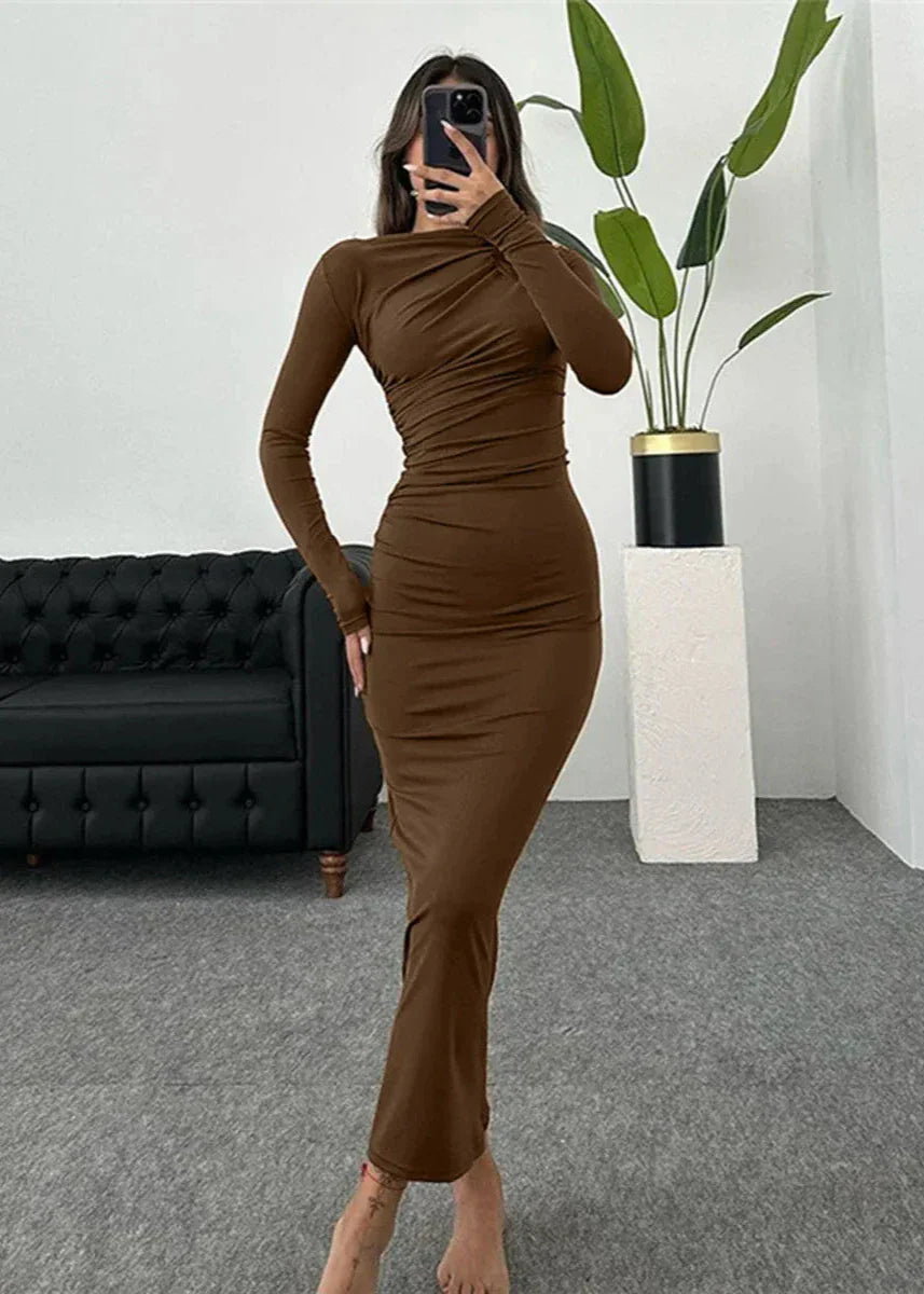 Lüks Slim-Fit Uzun Elbise