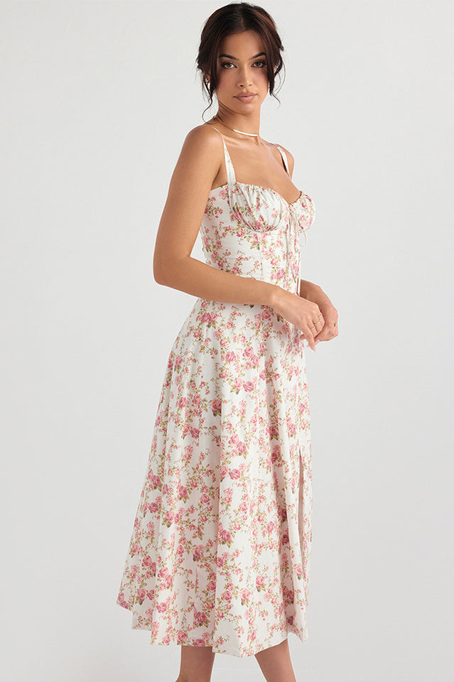Yüksek Bel Carmen Bustier Midi Elbise