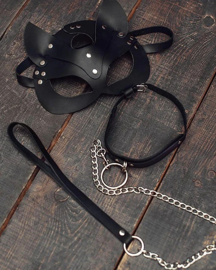 Tatlı Kedi Temalı Maske ve Choker Seti İç Giyim