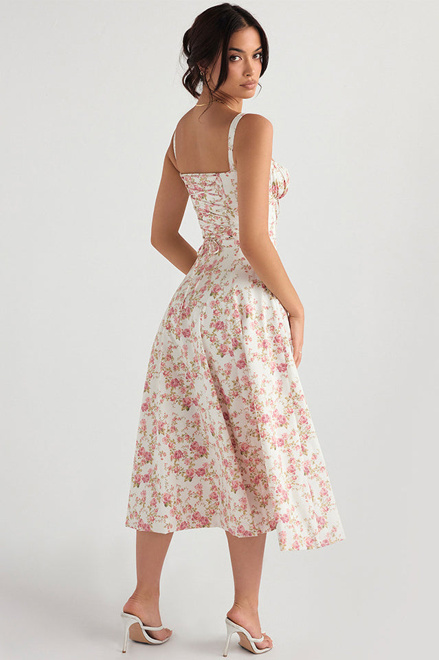Yüksek Bel Carmen Bustier Midi Elbise
