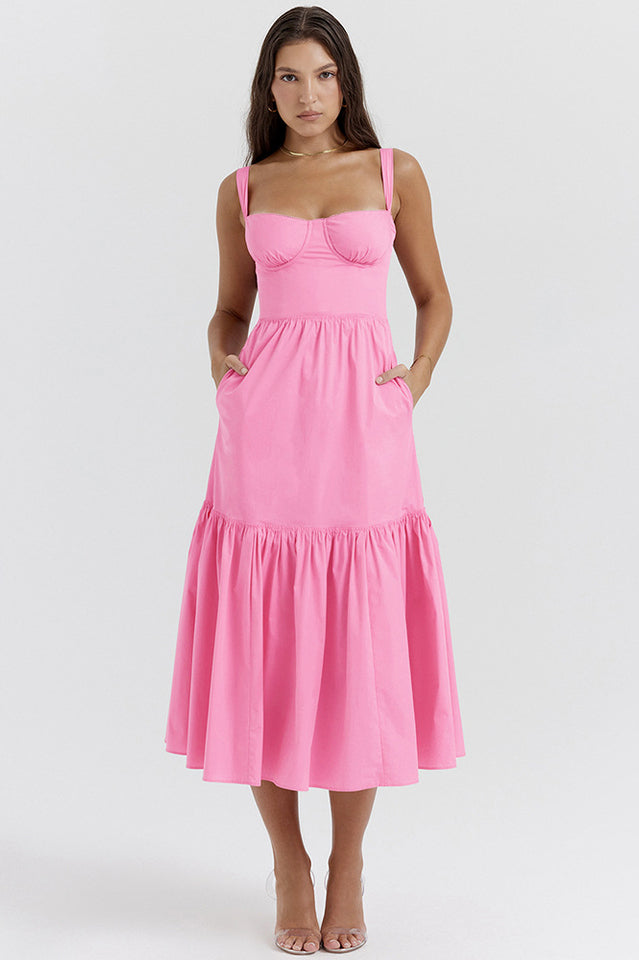 Çiçekli Midi Elbise