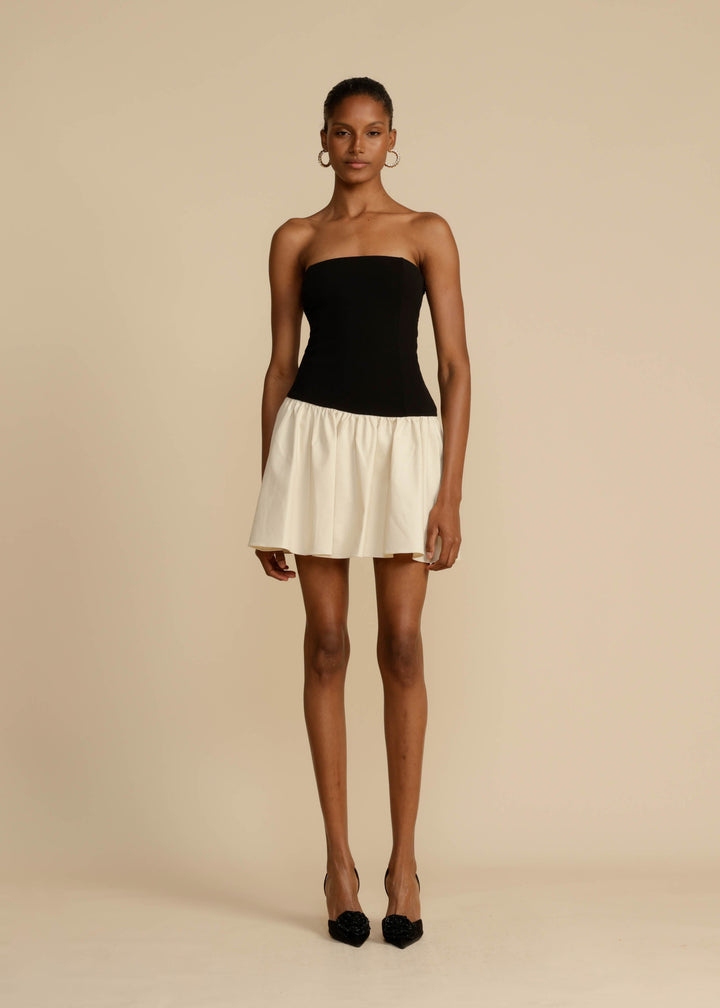 Modern Siyah Krem Celine Elbise
