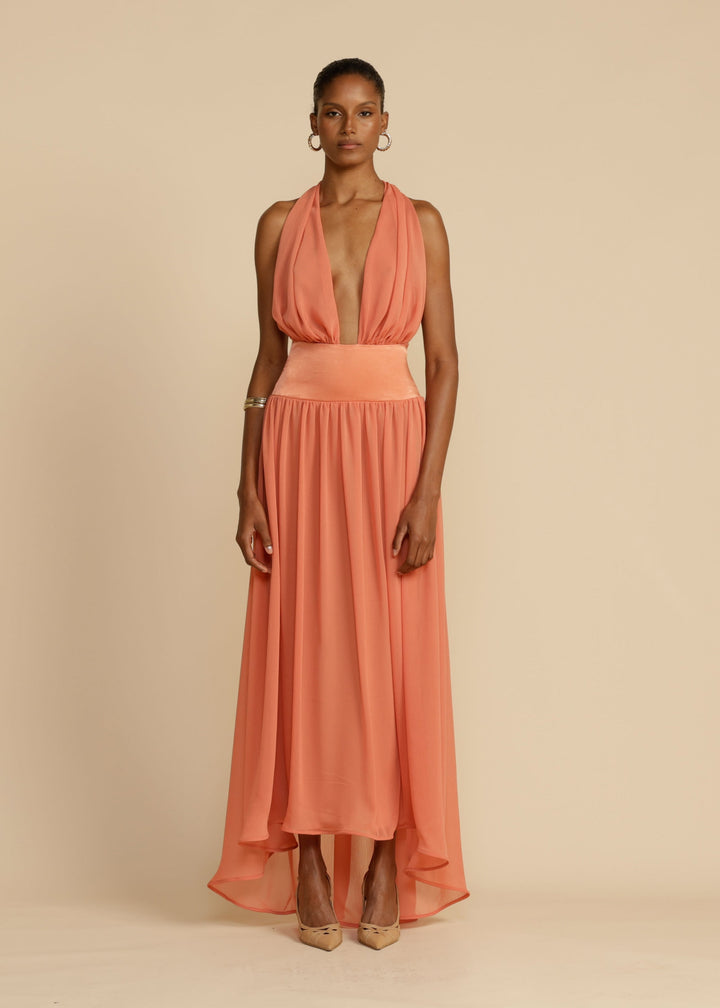 Somon Renkli Modern Serena Elbise