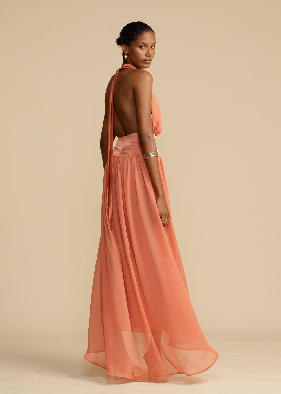 Somon Renkli Modern Serena Elbise