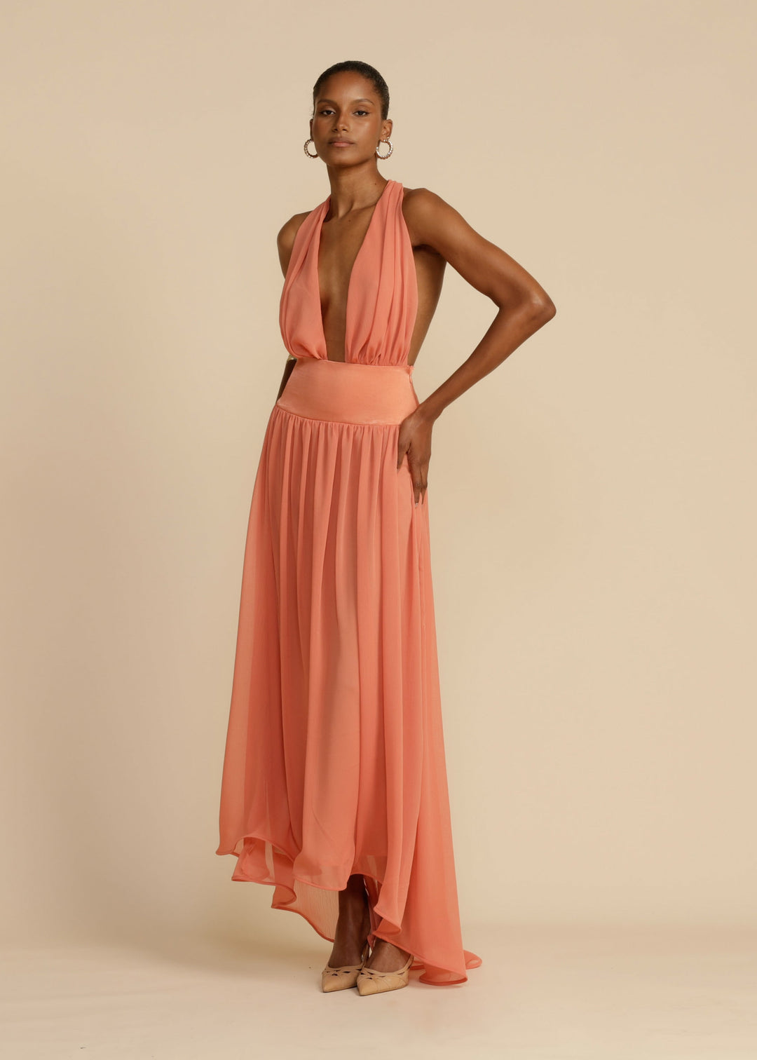 Somon Renkli Modern Serena Elbise