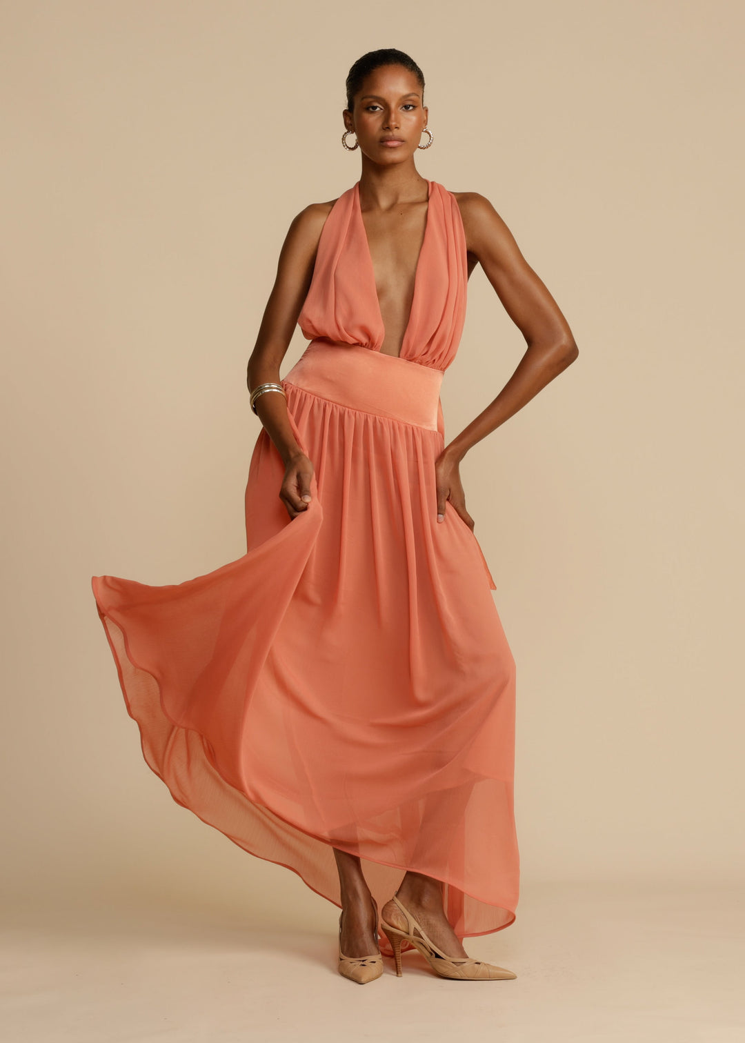 Somon Renkli Modern Serena Elbise