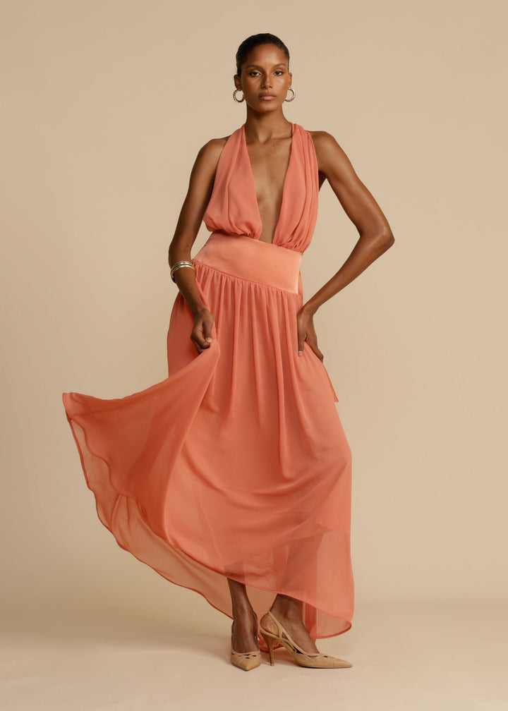 Somon Renkli Modern Serena Elbise