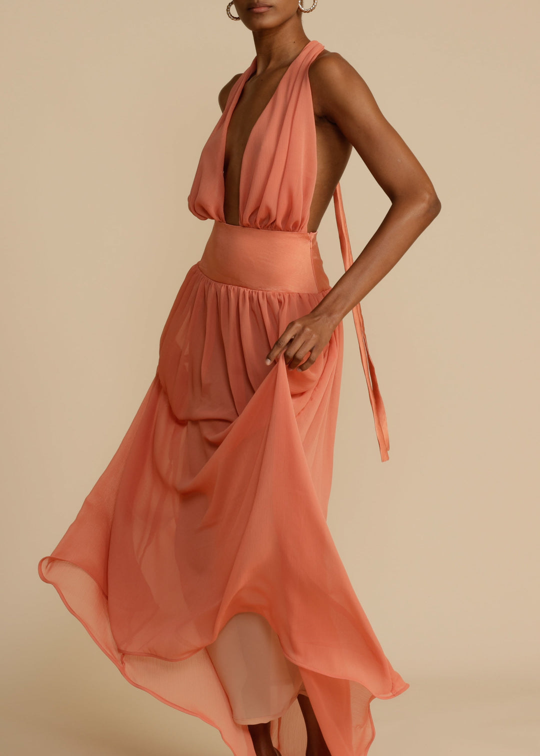 Somon Renkli Modern Serena Elbise