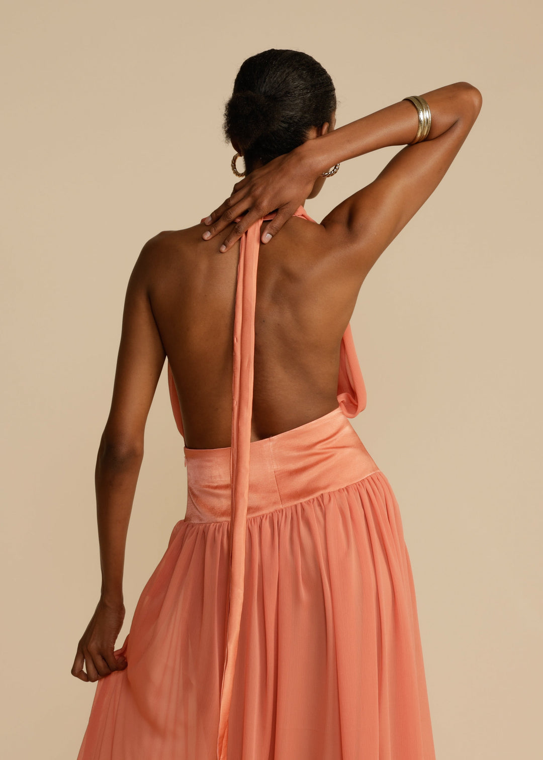 Somon Renkli Modern Serena Elbise