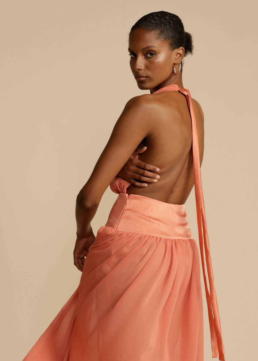 Somon Renkli Modern Serena Elbise