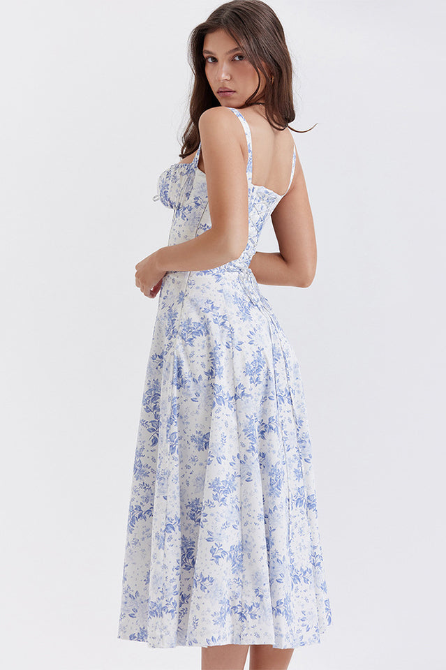 Yüksek Bel Carmen Bustier Midi Elbise