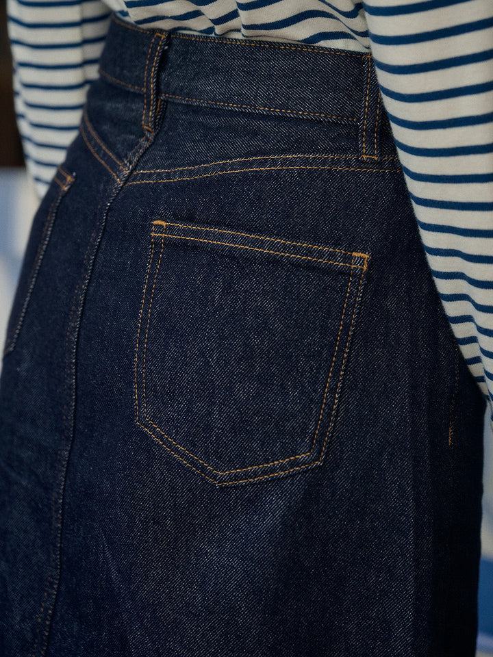 Kayleigh Vintage Yüksek Bel Pamuk Denim Etek