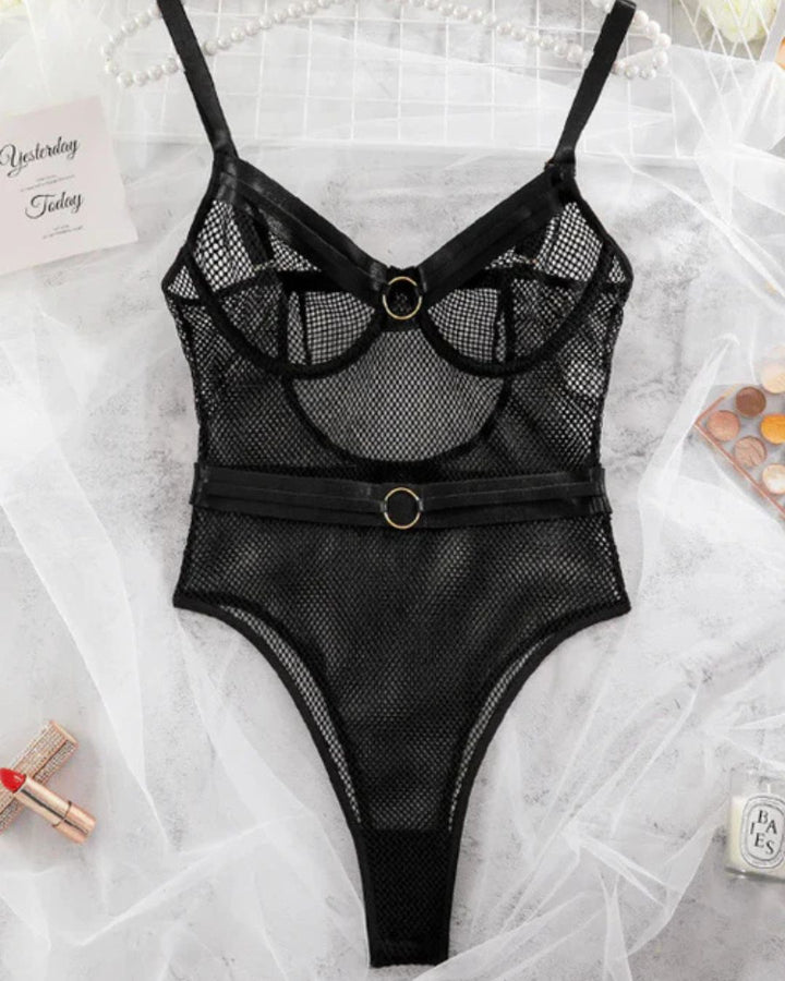 Yüksek Bel Saten Dokulu Bodysuit İç Giyim