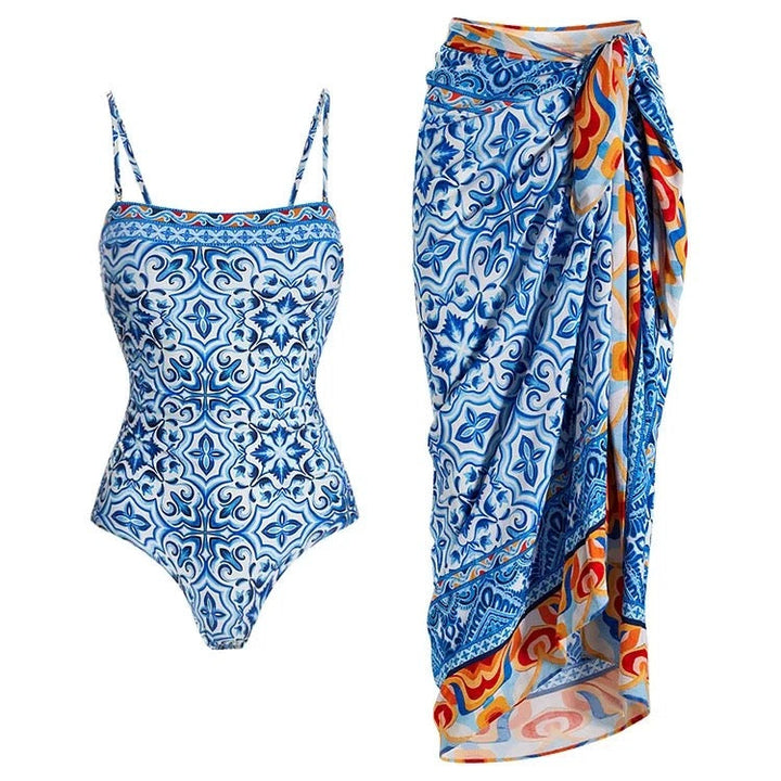 Yüksek Bel Aşk Denizi Monokini ve Pareo Seti