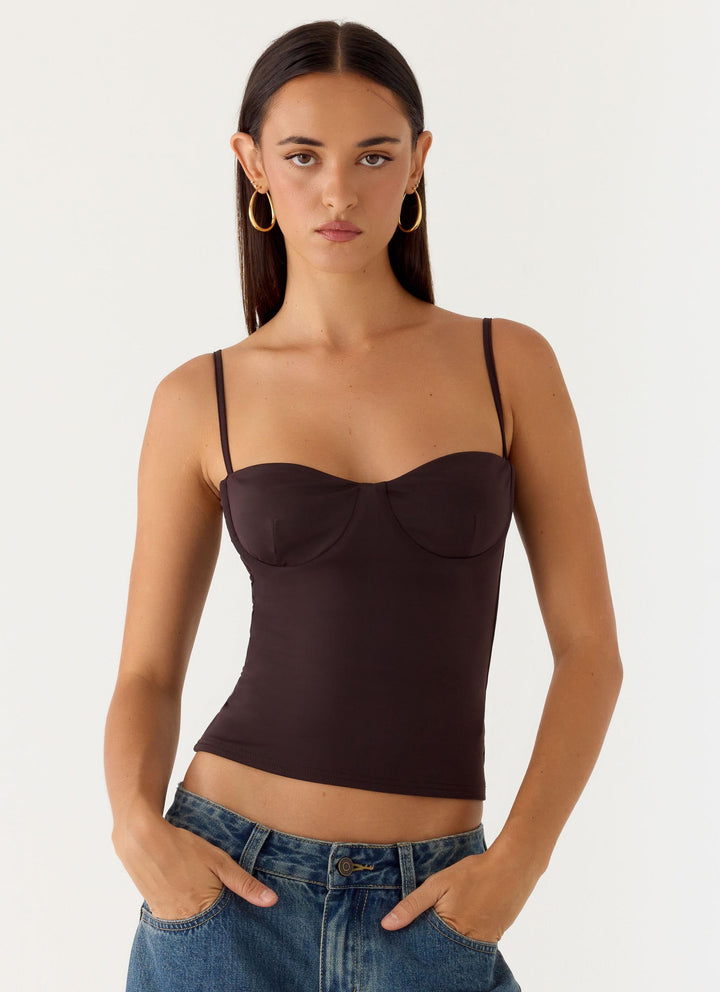 Yüksek Bel Çikolata Renkli Push Up Crop