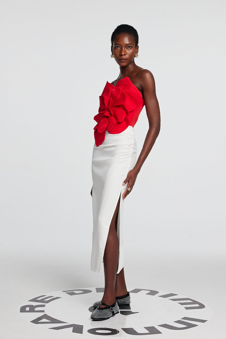 Çiçek Off Shoulder Kırmızı Bluz