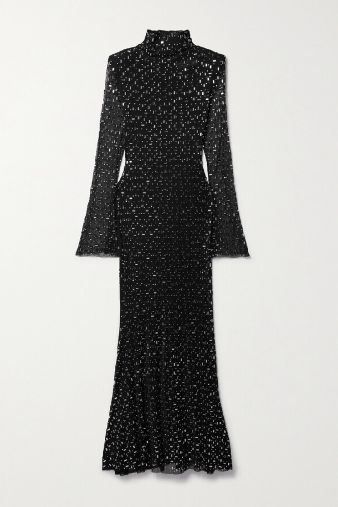 Strass Detaylı Uzun Kollu Maxi Elbise