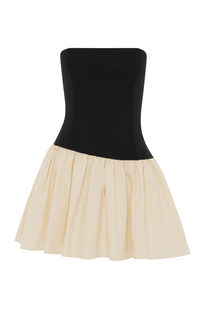 Modern Siyah Krem Celine Elbise