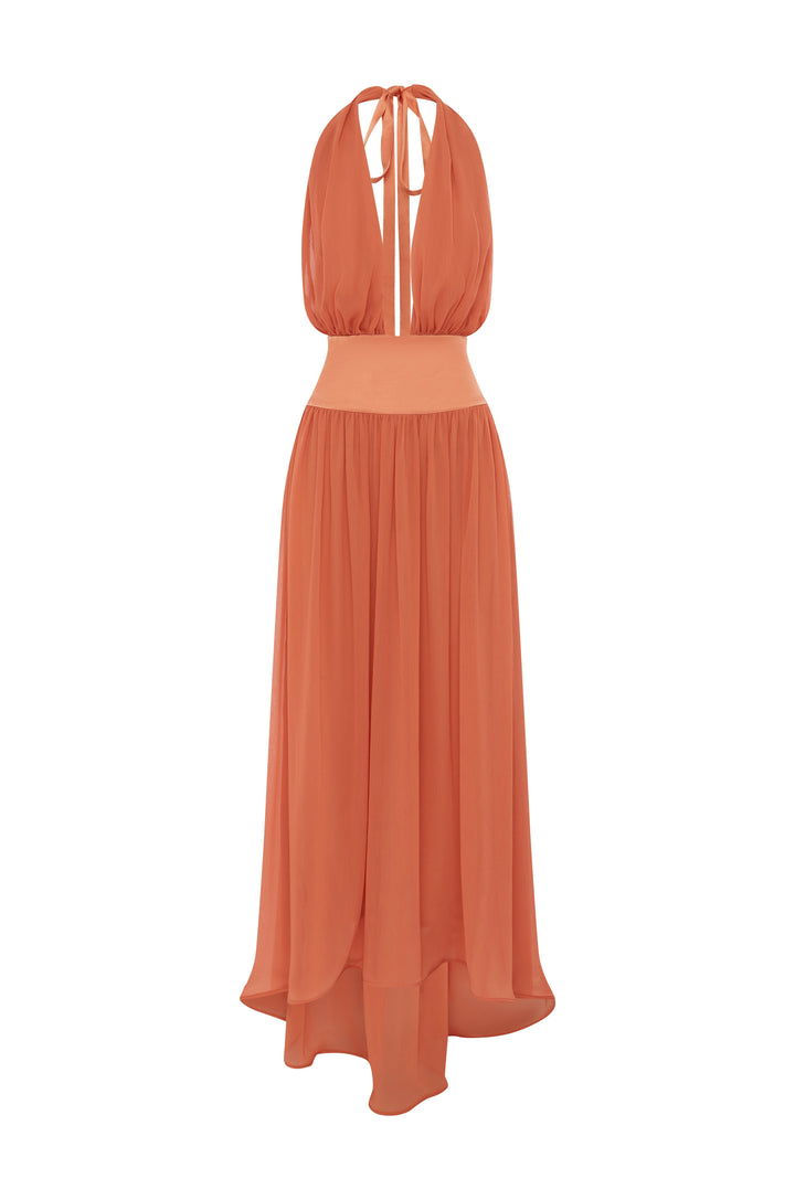 Somon Renkli Modern Serena Elbise