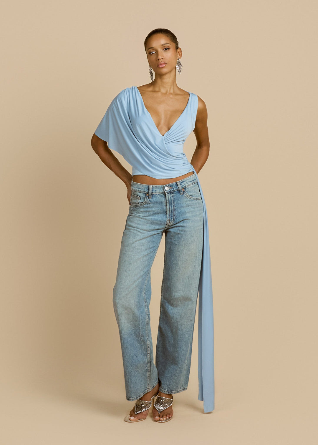 Yüksek Bel Mavi Solene Crop