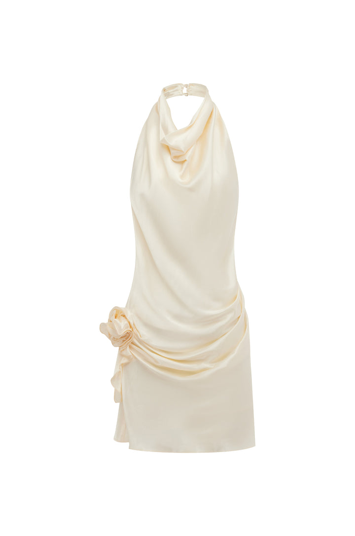 İvory Renkli Modern Rosa Mini Elbise